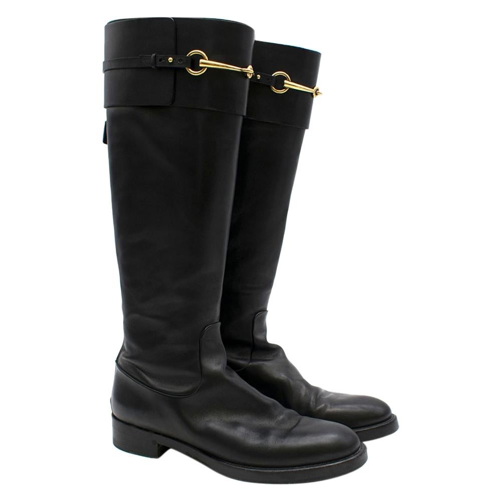 Gucci Black Leather Riding Boots	 SIZE 39