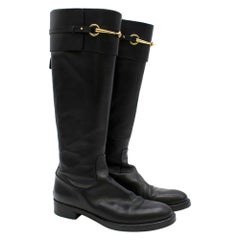 Used Gucci Black Leather Riding Boots	 SIZE 39