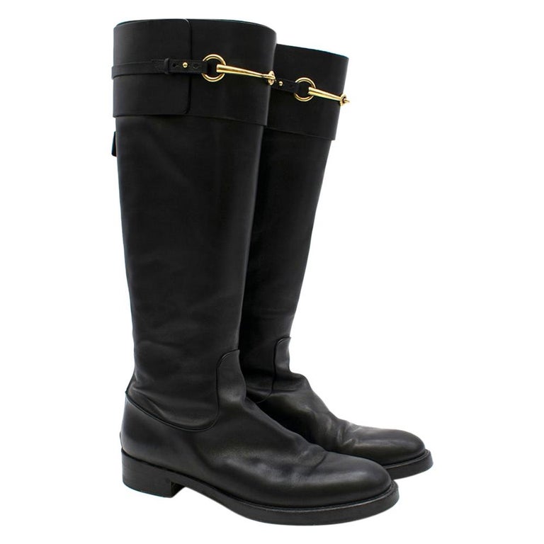 Gucci Black Leather Riding Boots SIZE 39 at 1stDibs | gucci riding boots
