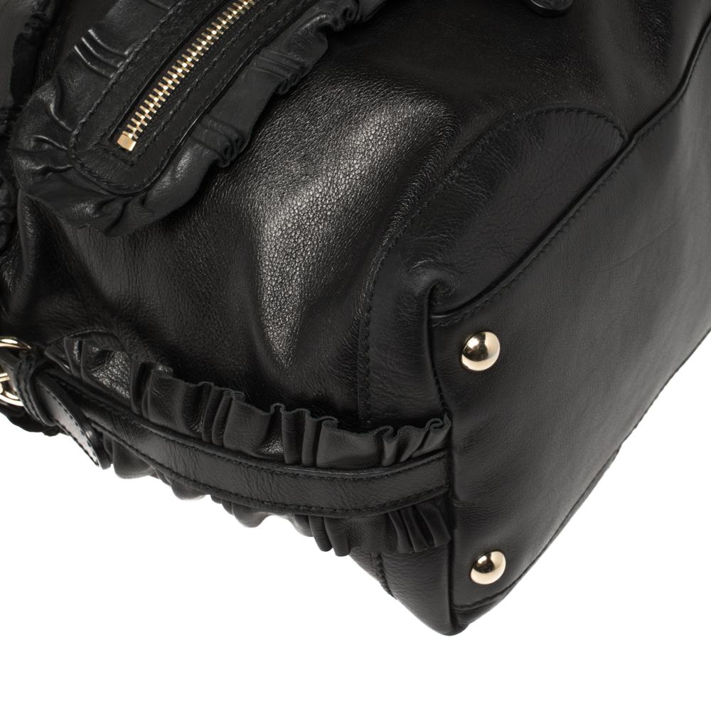 Gucci - Sac en cuir noir Sabrina Medium Boston Bag en vente 5