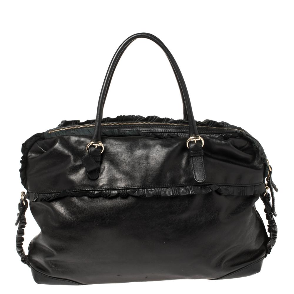 Noir Gucci - Sac en cuir noir Sabrina Medium Boston Bag en vente