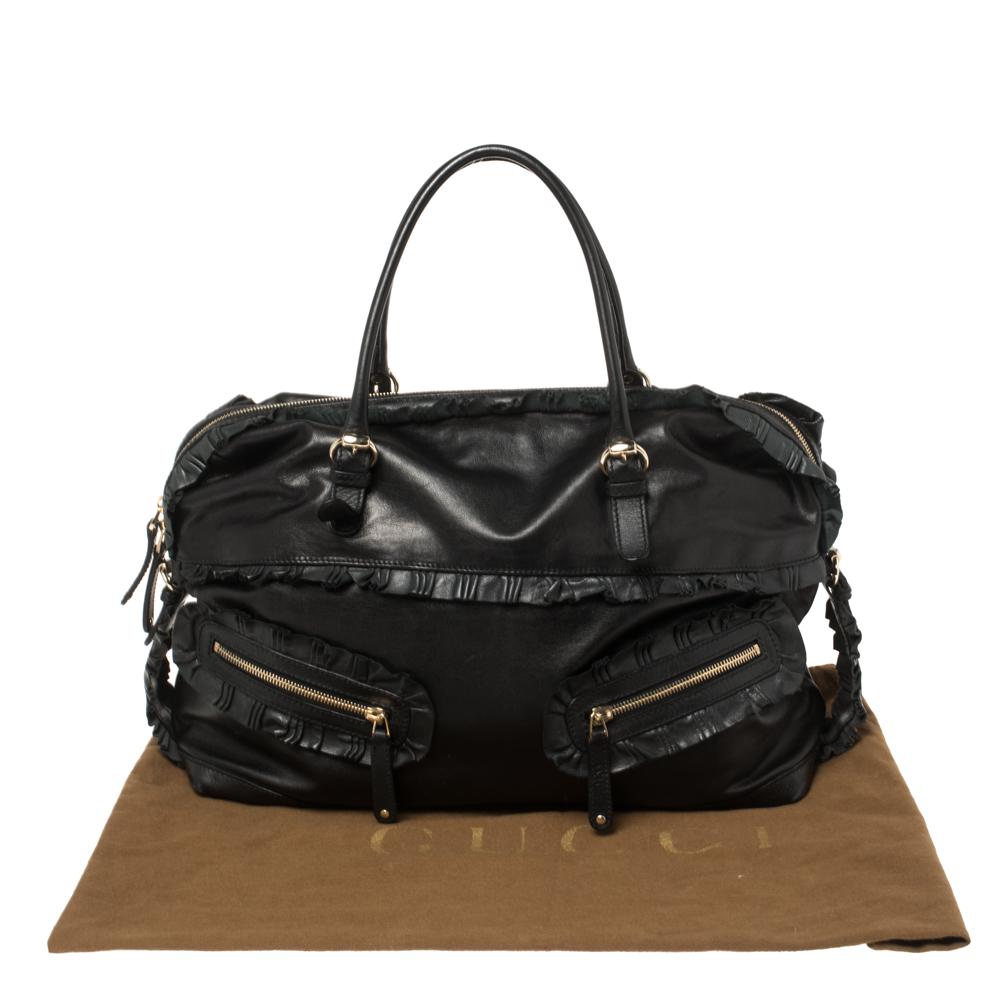 Gucci Black Leather Sabrina Medium Boston Bag In Good Condition For Sale In Dubai, Al Qouz 2