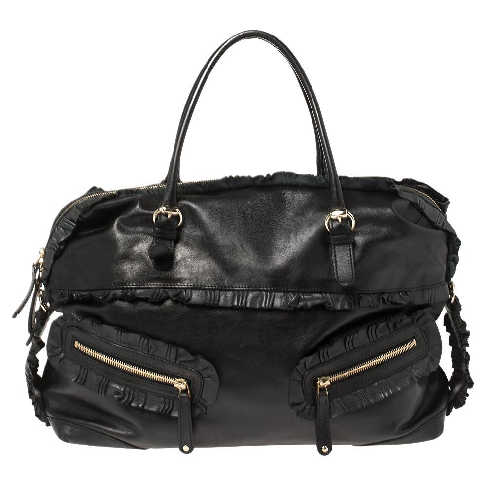 Gucci Black Leather Sabrina Medium Boston Bag For Sale