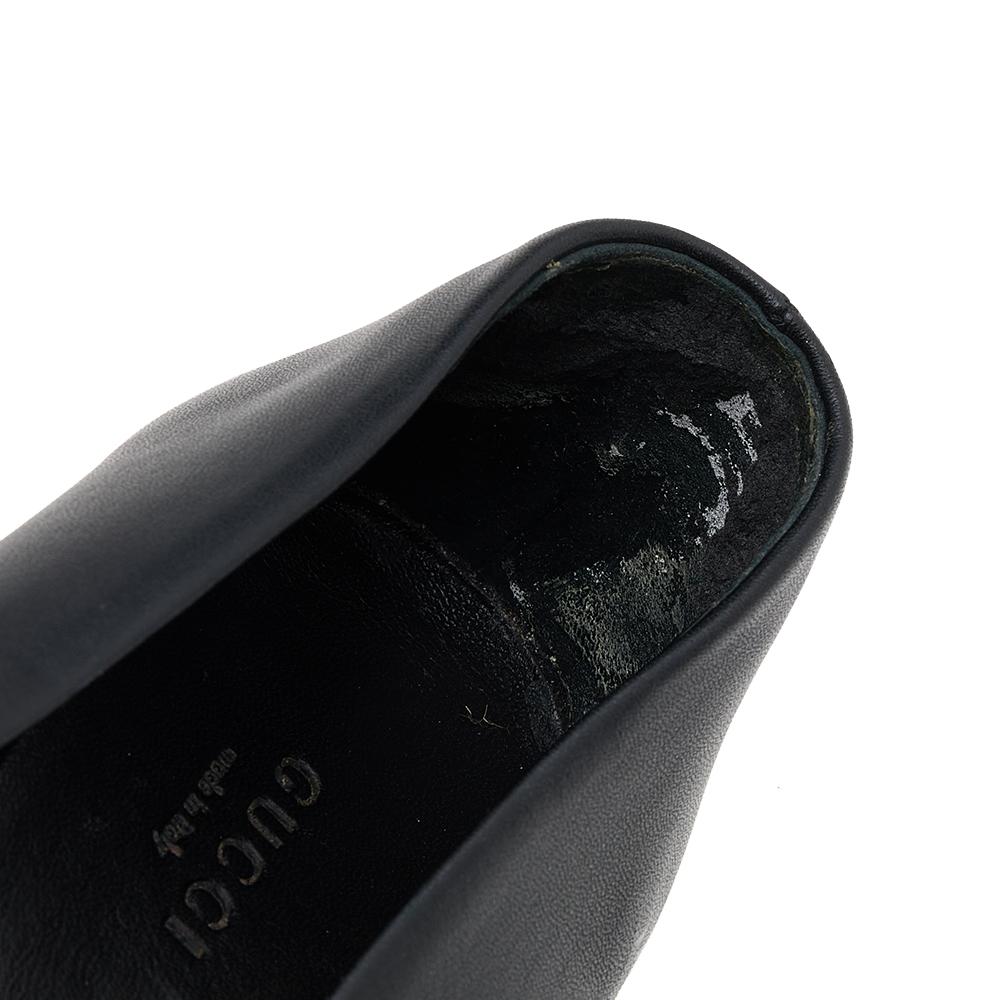 Gucci Black Leather Sachalin Buckle Detail Ballet Flats Size 38 3