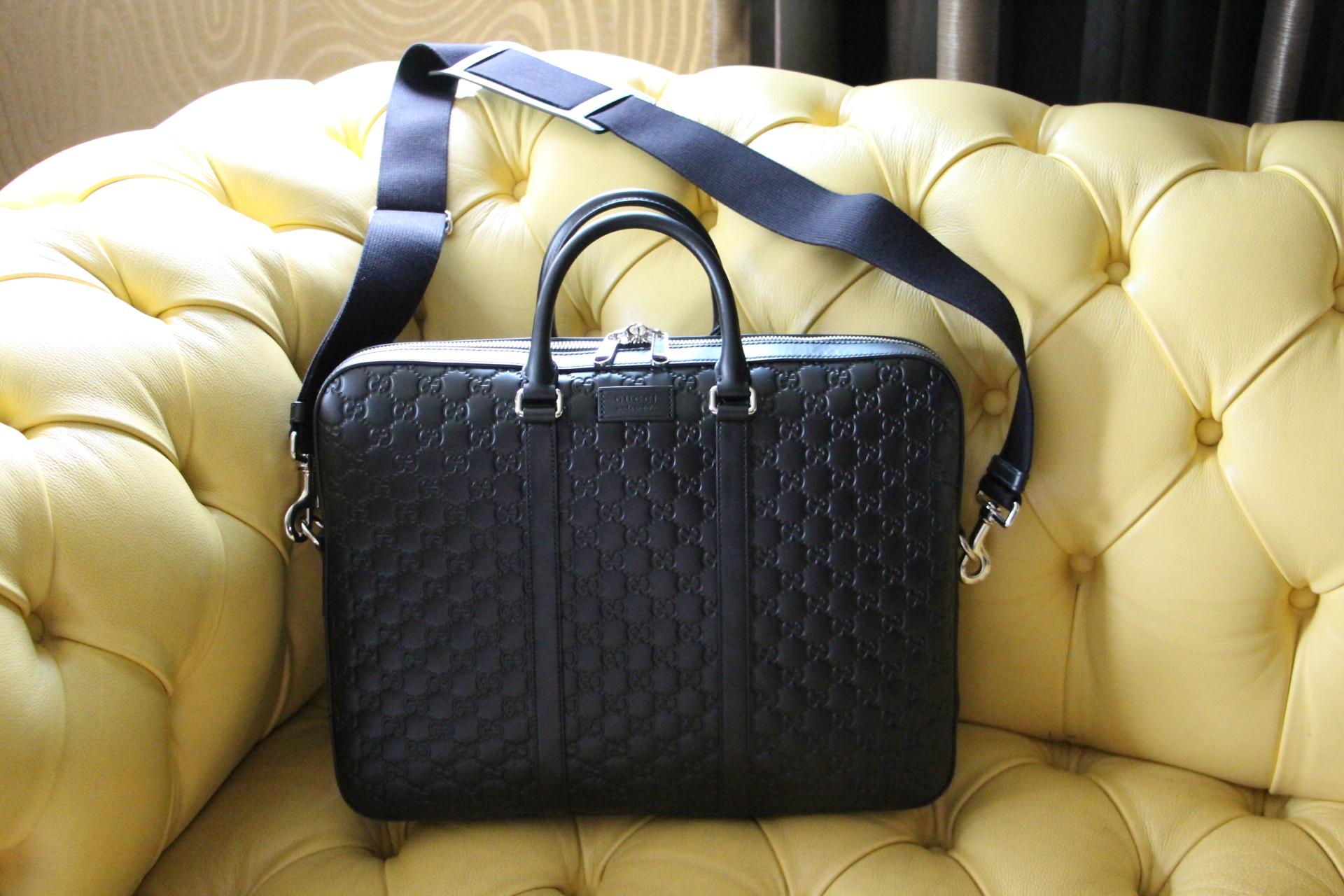 Gucci Black Leather Signature Bag , Gucci Signature Briefcase 6