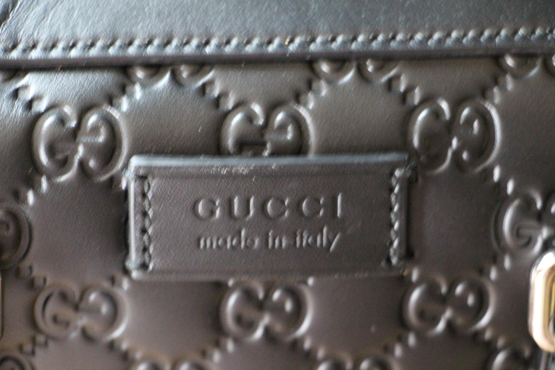 Italian Gucci Black Leather Signature Bag , Gucci Signature Briefcase