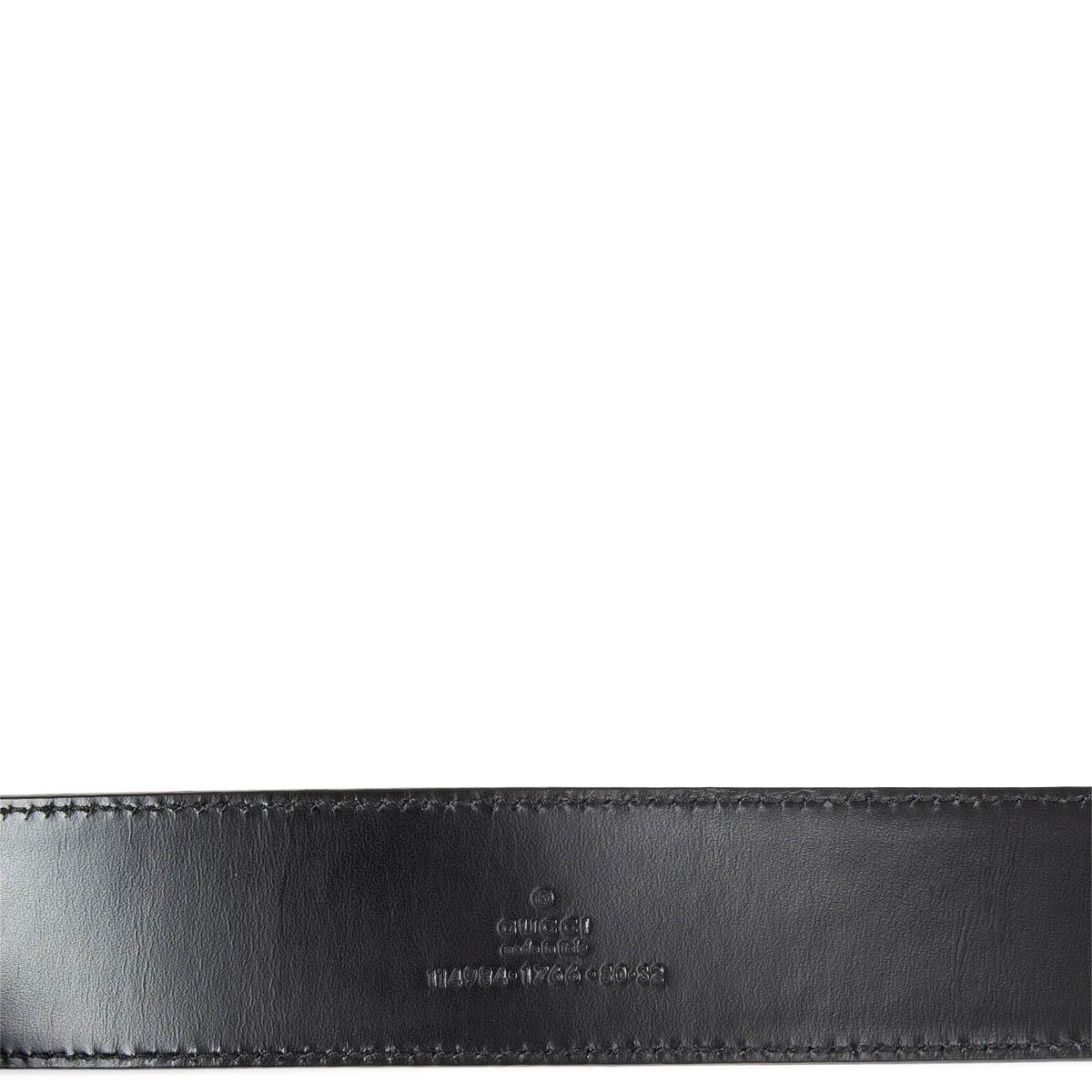Black GUCCI black leather SIGNATURE WEB INTERLOCKING G BUCKLE Belt 80 / 32