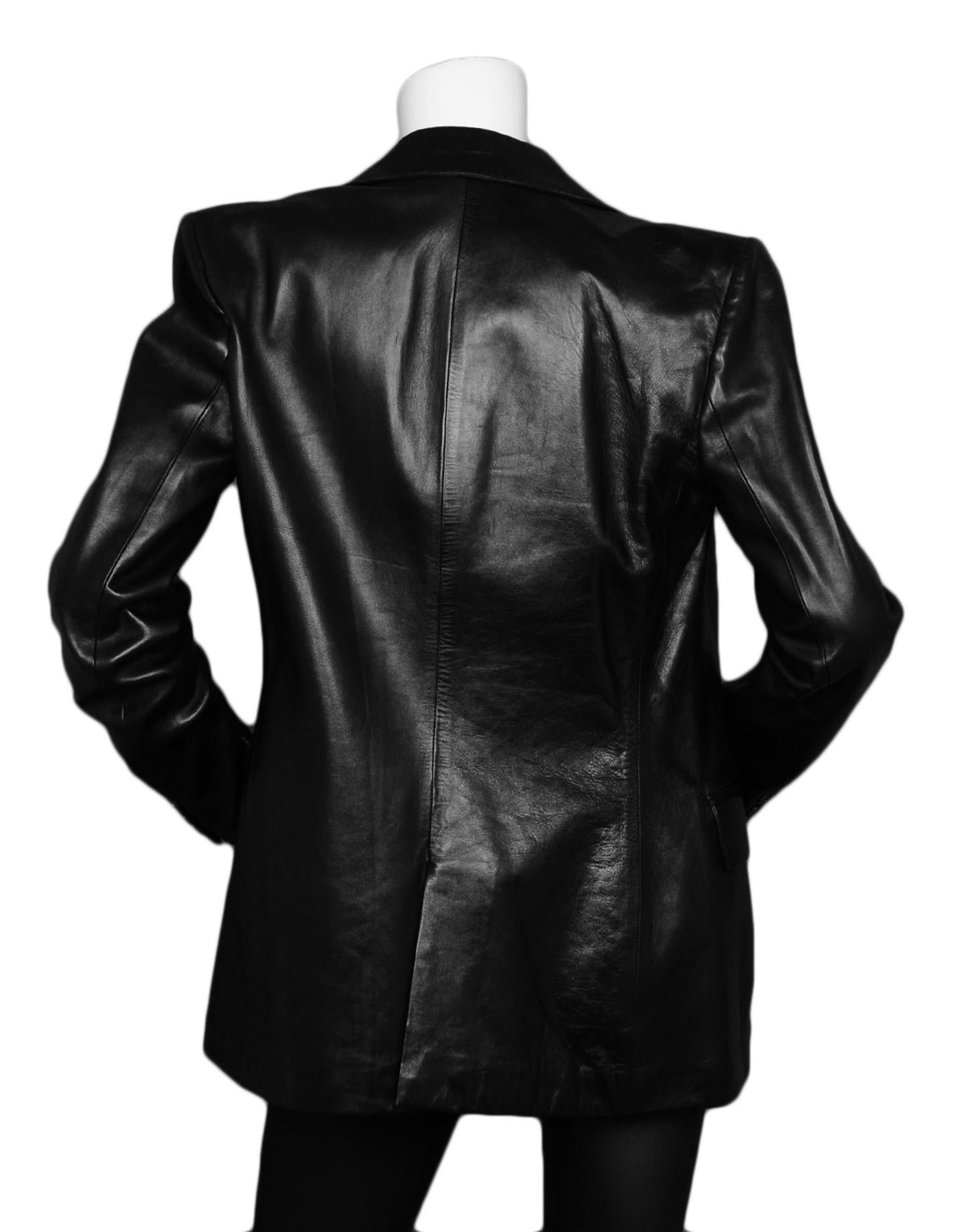 Gucci Black Leather Single Breasted Jacket sz 6 In Excellent Condition In New York, NY