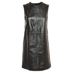 Gucci Black Leather Sleeveless Mini Dress S