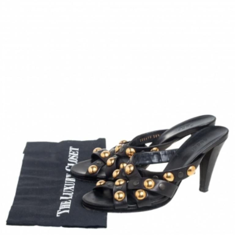 Gucci Nero  Scivolone in pelle  Sandali Babouska misura 38,5 in vendita 1