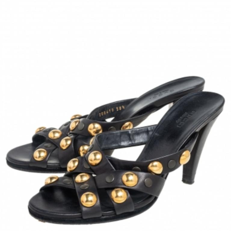 Gucci Nero  Scivolone in pelle  Sandali Babouska misura 38,5 in vendita 2