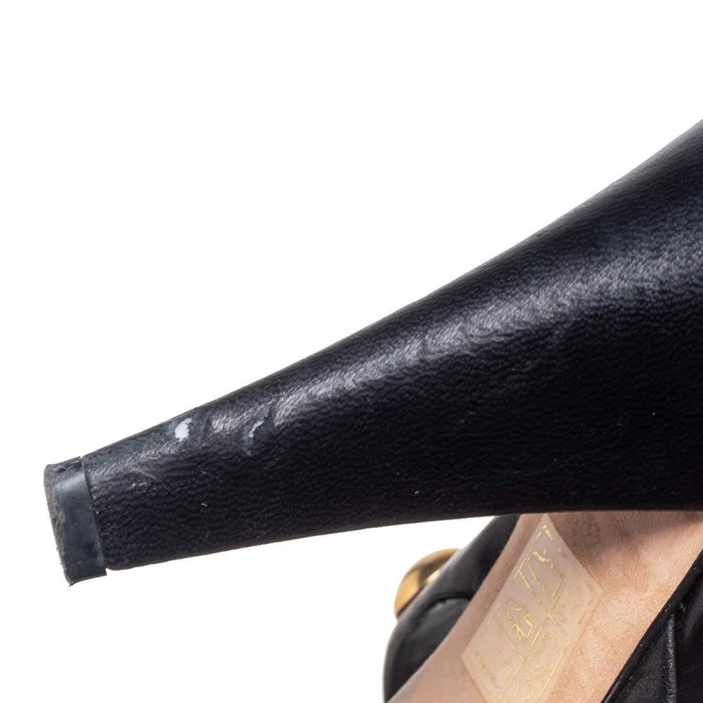Gucci Black  Leather Slide  Babouska Sandals Size 38.5 3