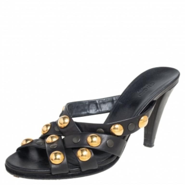 Gucci Nero  Scivolone in pelle  Sandali Babouska misura 38,5 in vendita 3