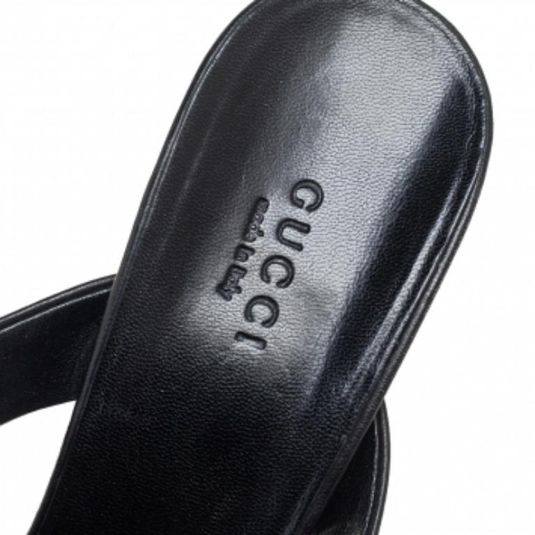 Gucci Nero  Scivolone in pelle  Sandali Babouska misura 38,5 in vendita 4