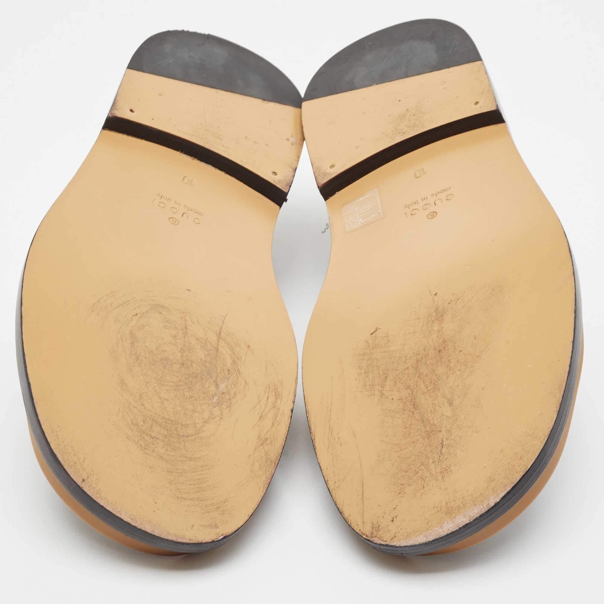 Gucci Black Leather Slingback Flat Sandals Size 44 2