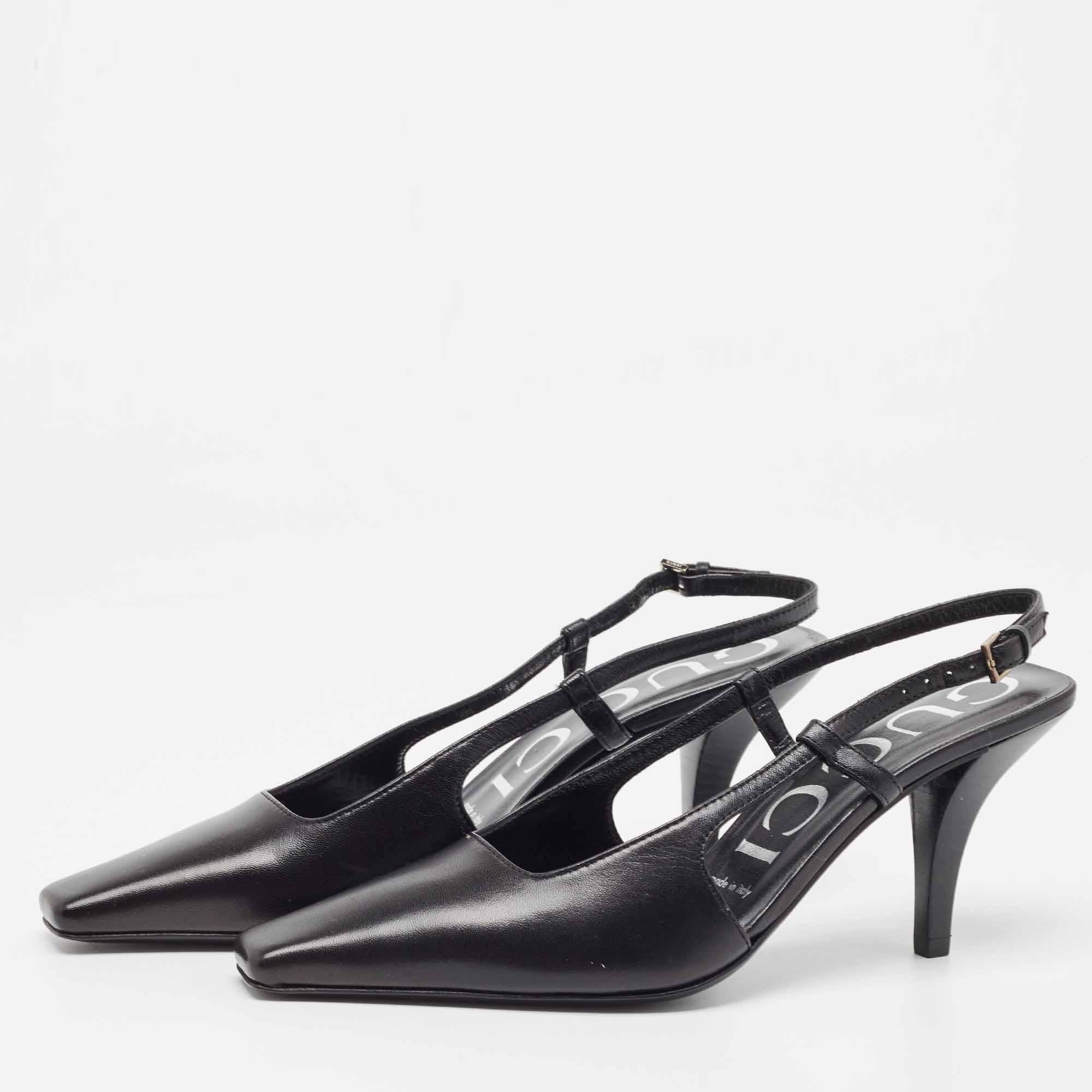 Gucci Black Leather Slingback Pumps Size 36 4