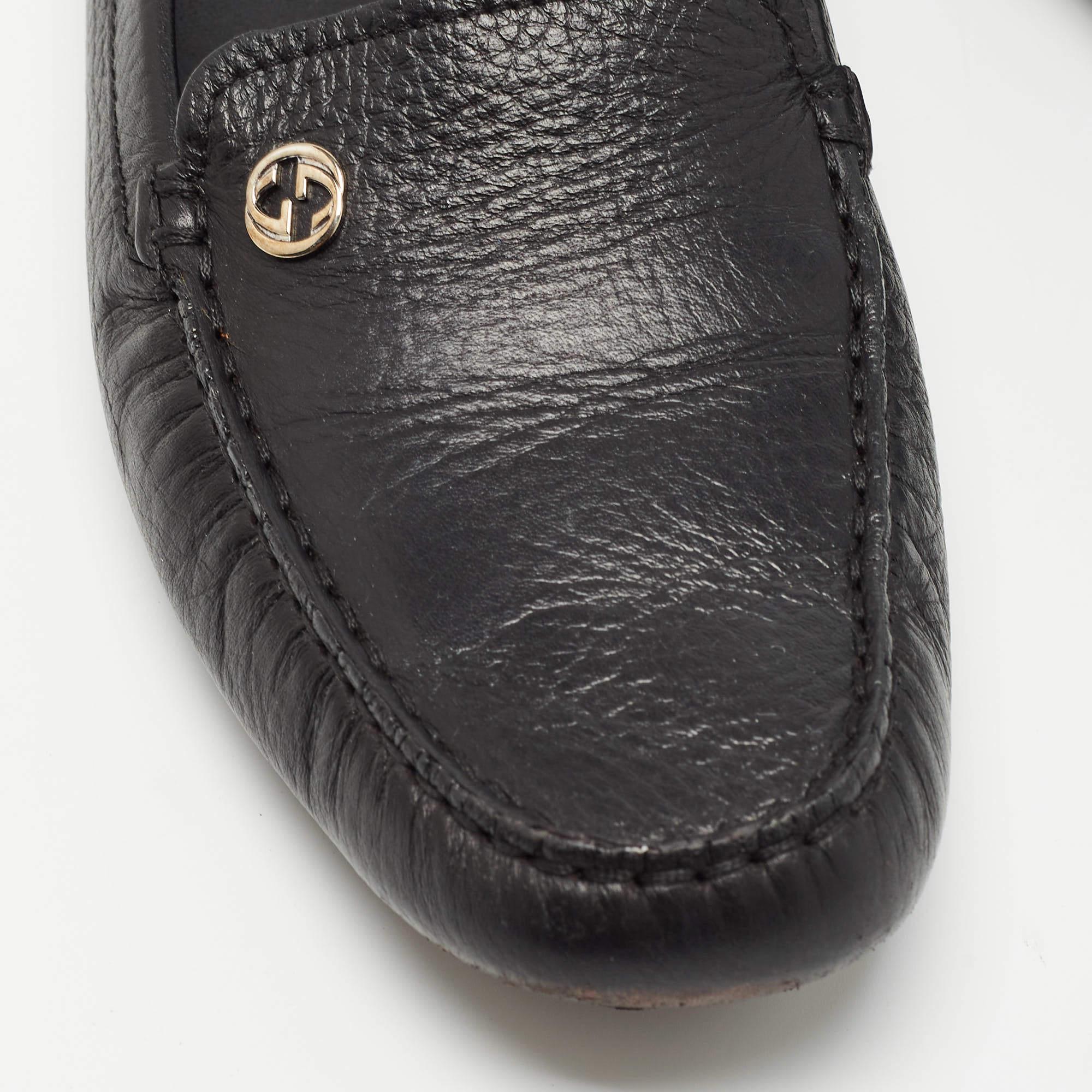 Gucci Black Leather Slip On Loafers Size 39 For Sale 3