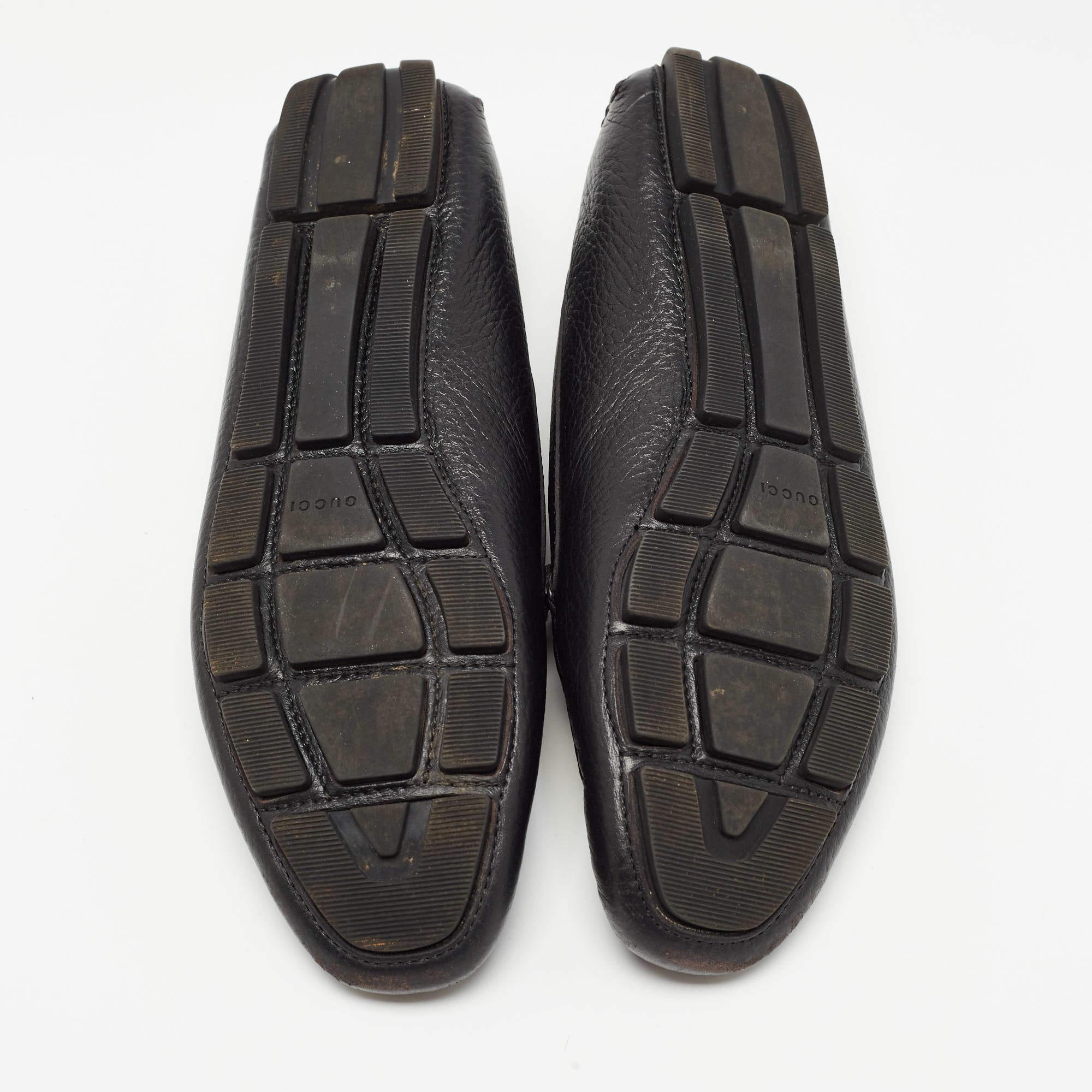 Gucci Black Leather Slip On Loafers Size 39 For Sale 5