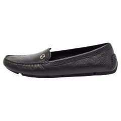 Used Gucci Black Leather Slip On Loafers Size 39