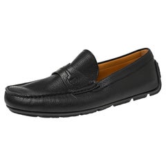 Gucci Black Leather Slip On Loafers Size 42