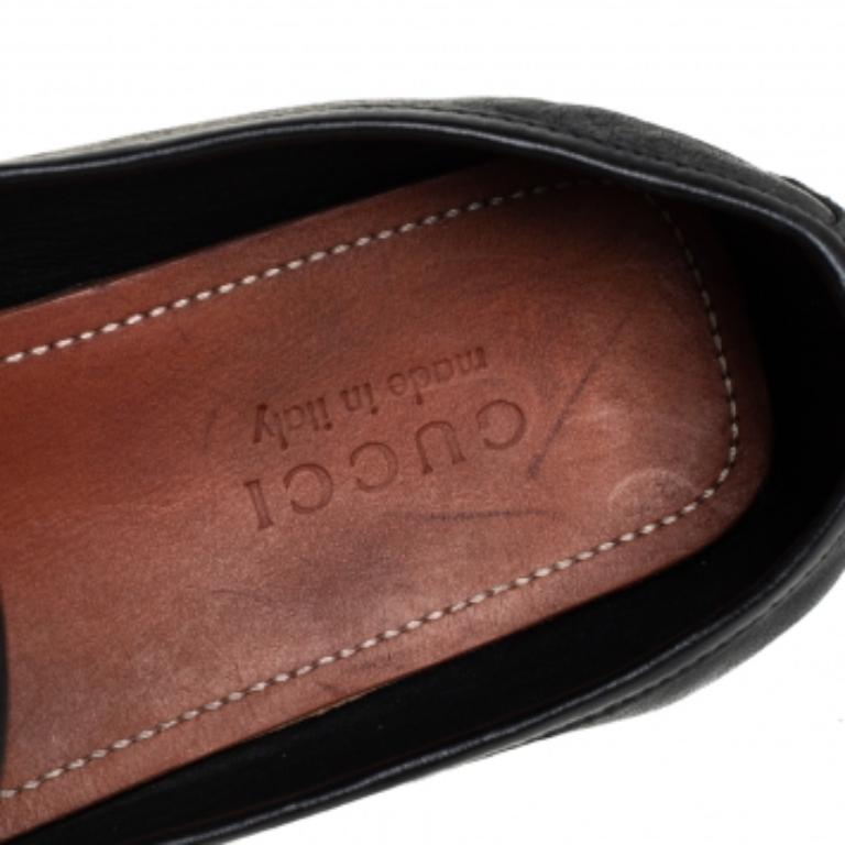 Gucci Black Leather Slip On Loafers Size 42.5 For Sale 1