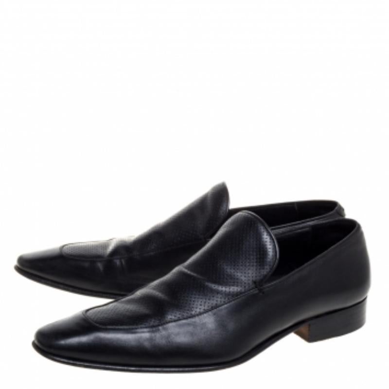 Gucci Black Leather Slip On Loafers Size 43 For Sale 3
