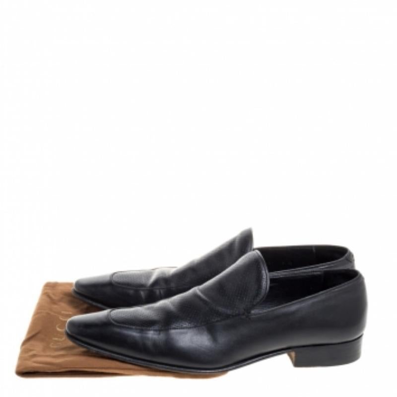 Gucci Black Leather Slip On Loafers Size 43 For Sale 4