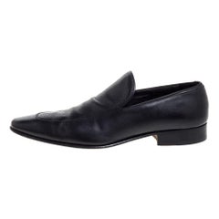 Gucci Black Leather Slip On Loafers Size 43