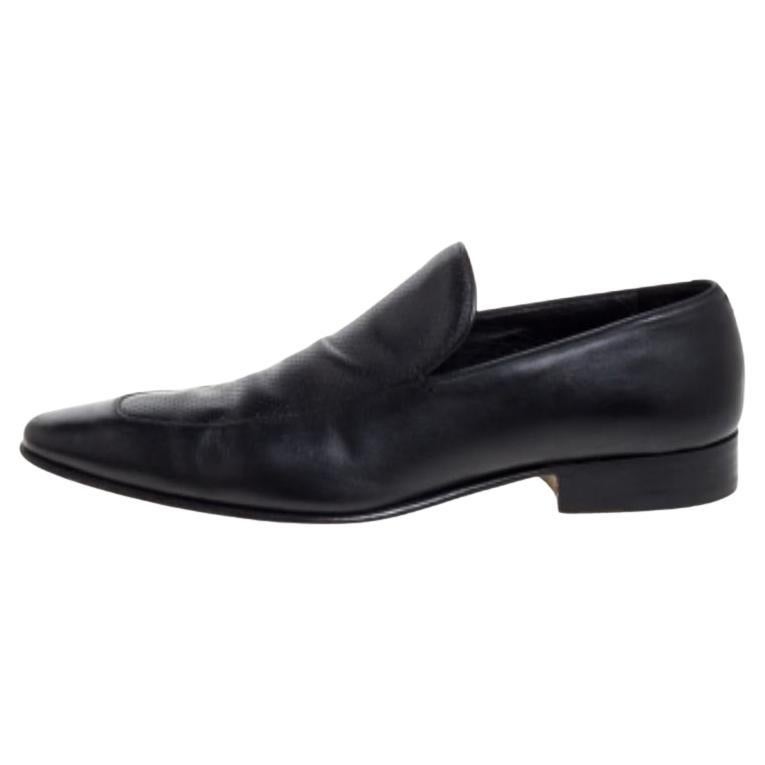 Gucci Black Leather Slip On Loafers Size 43 For Sale