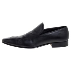 Gucci Black Leather Slip On Loafers Size 43