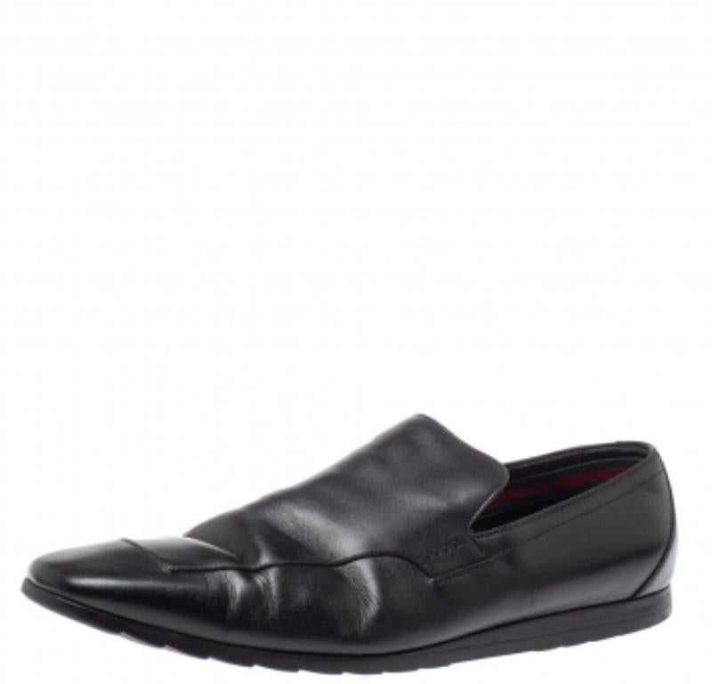 Men's Gucci Black Leather Slip On Loafers Size 43.5 For Sale