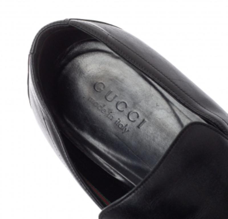 Gucci Black Leather Slip On Loafers Size 43.5 For Sale 1