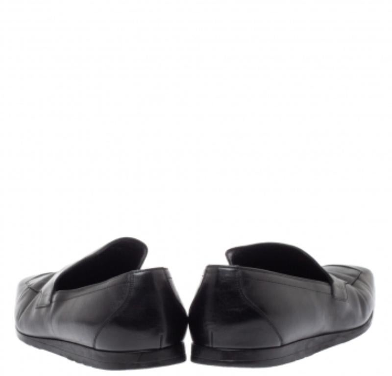 Gucci Black Leather Slip On Loafers Size 43.5 For Sale 2