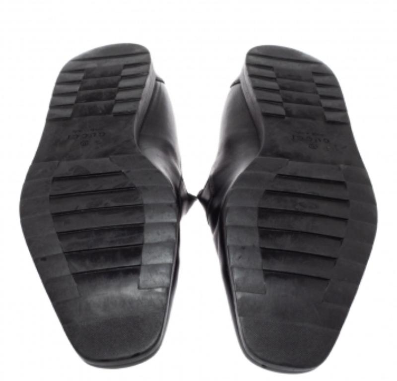 Gucci Black Leather Slip On Loafers Size 43.5 For Sale 3