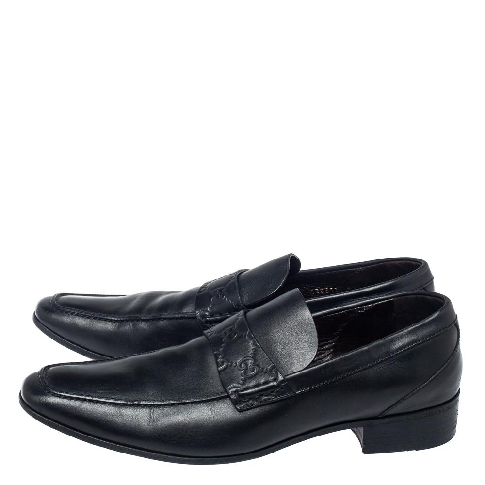 Gucci Black Leather Slip On Loafers Size 43.5 4