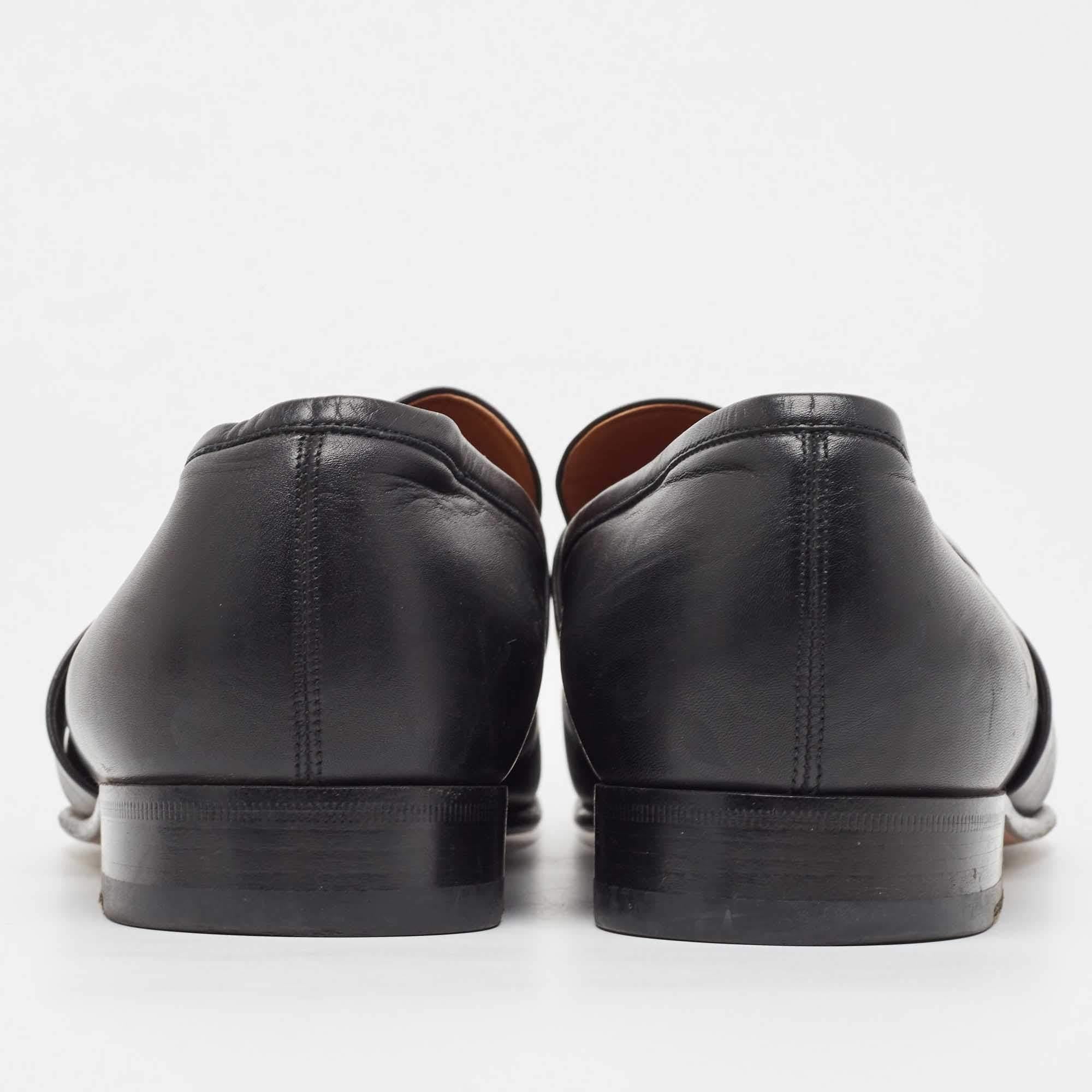 Gucci Black Leather Slip On Loafers Size 44 For Sale 1