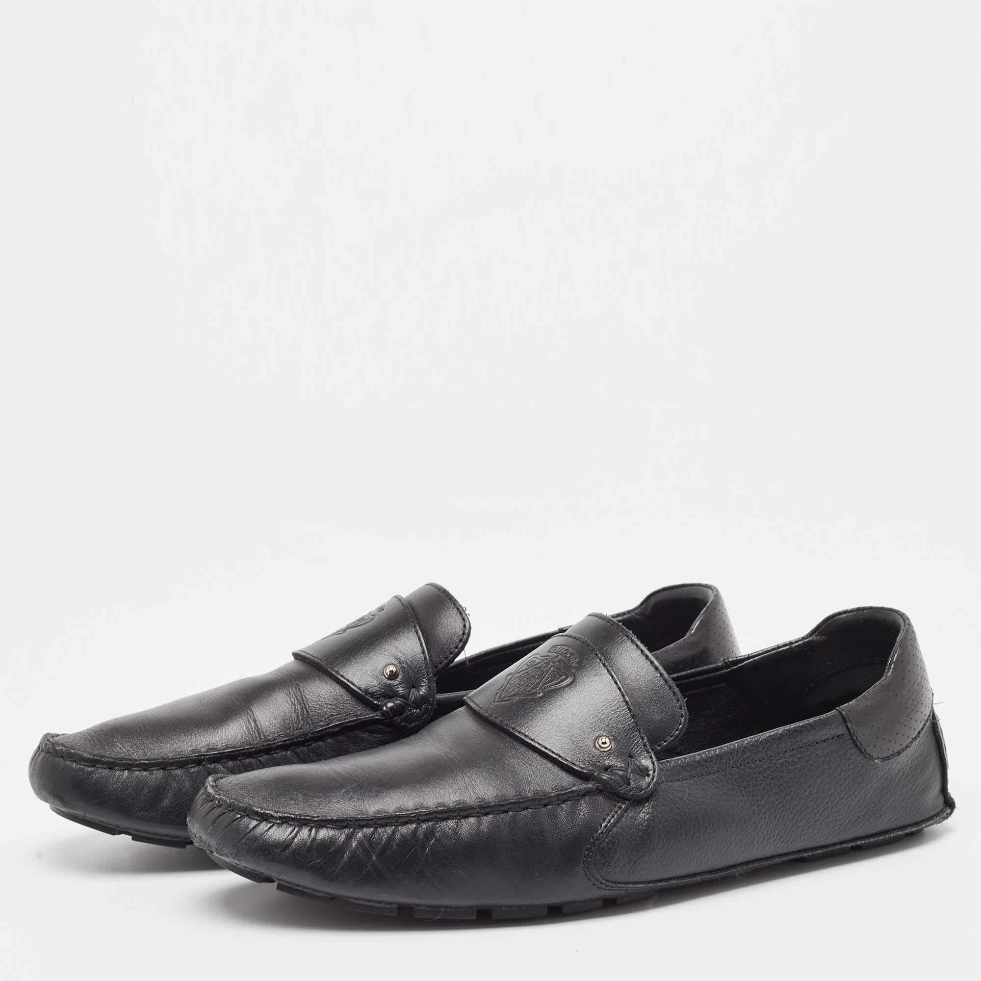 Gucci Black Leather Slip On Loafers Size 44.5 For Sale 4