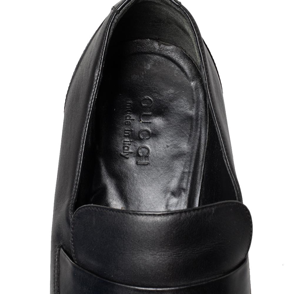 Gucci Black Leather Slip On Loafers Size 45 For Sale 2