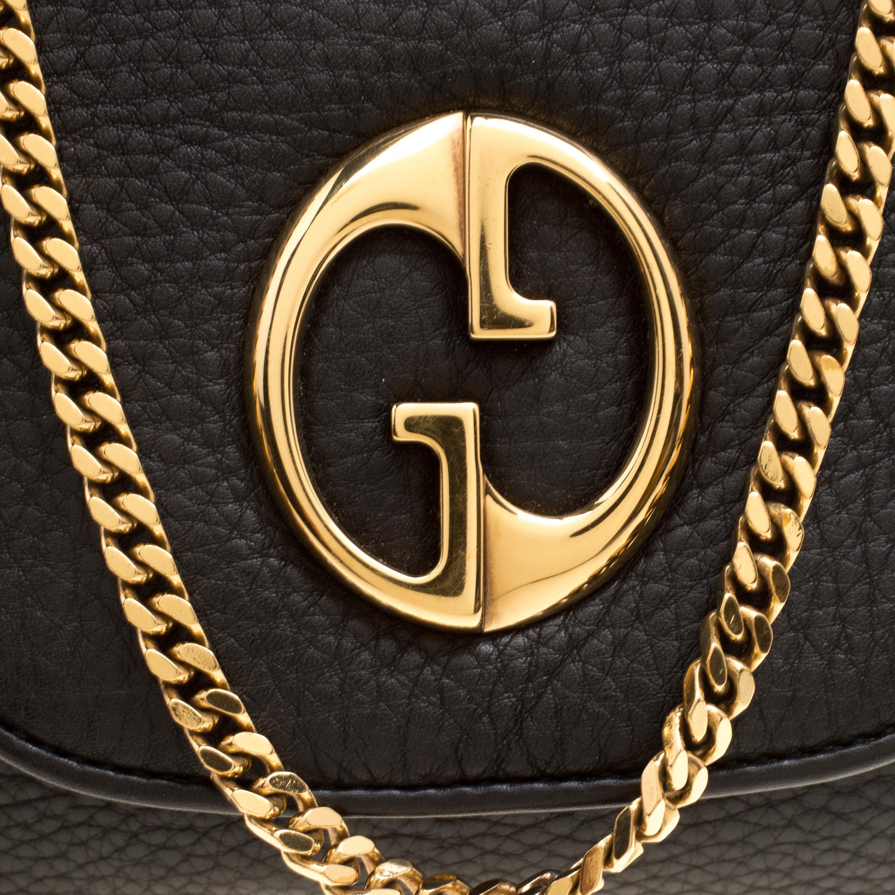 Gucci Black Leather Small 1973 Chain Crossbody Bag 5