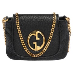 Gucci Black Leather Small 1973 Chain Crossbody Bag