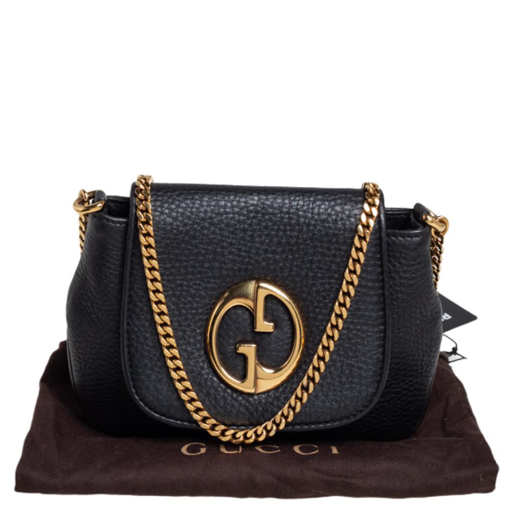 Gucci Black Leather Small 1973 Chain Shoulder Bag 6