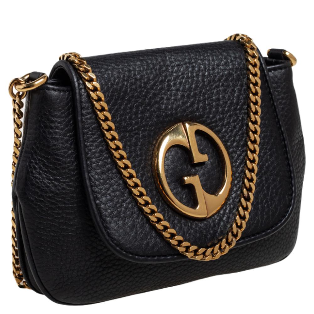small black gucci bag with gold chain