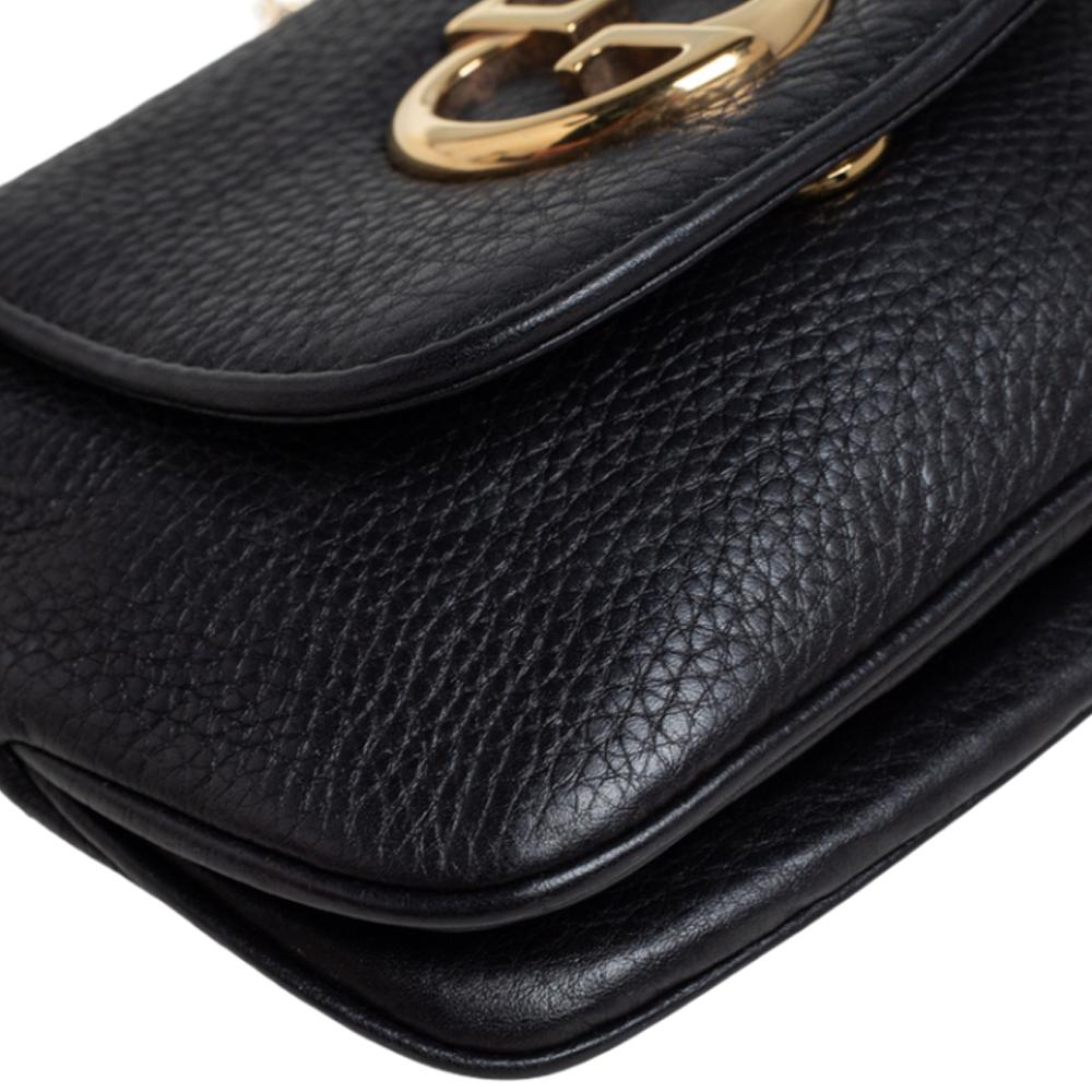 Gucci Black Leather Small 1973 Chain Shoulder Bag 2