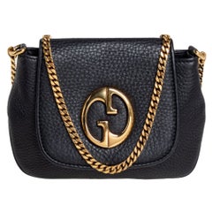Gucci Black Leather Small 1973 Chain Shoulder Bag