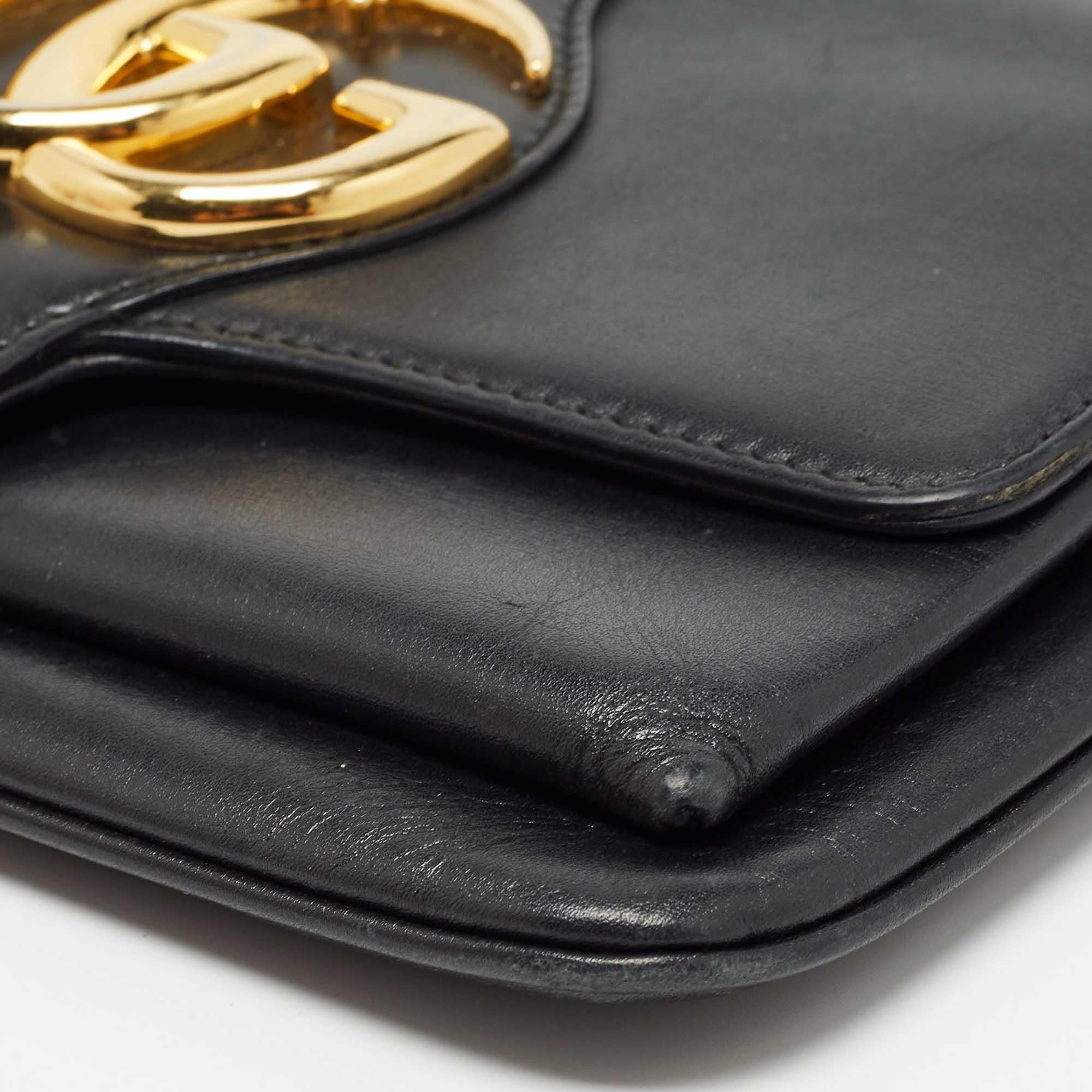 Gucci - Petit sac à bandoulière Arli en cuir noir en vente 6