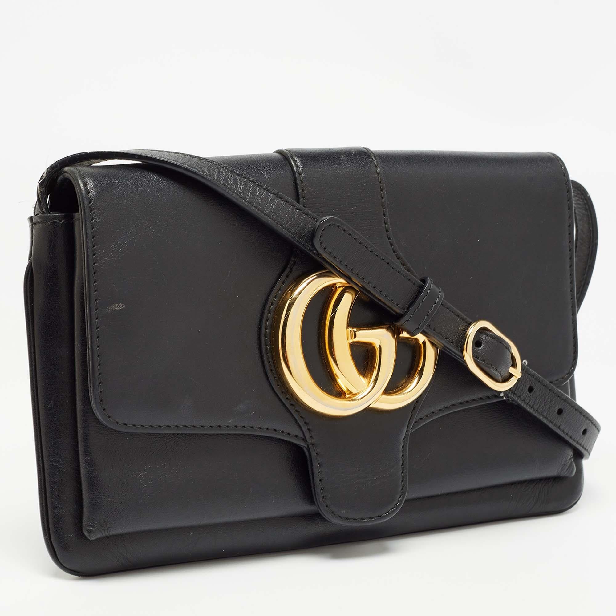Women's Gucci Black Leather Small Arli Shoulder Bag For Sale