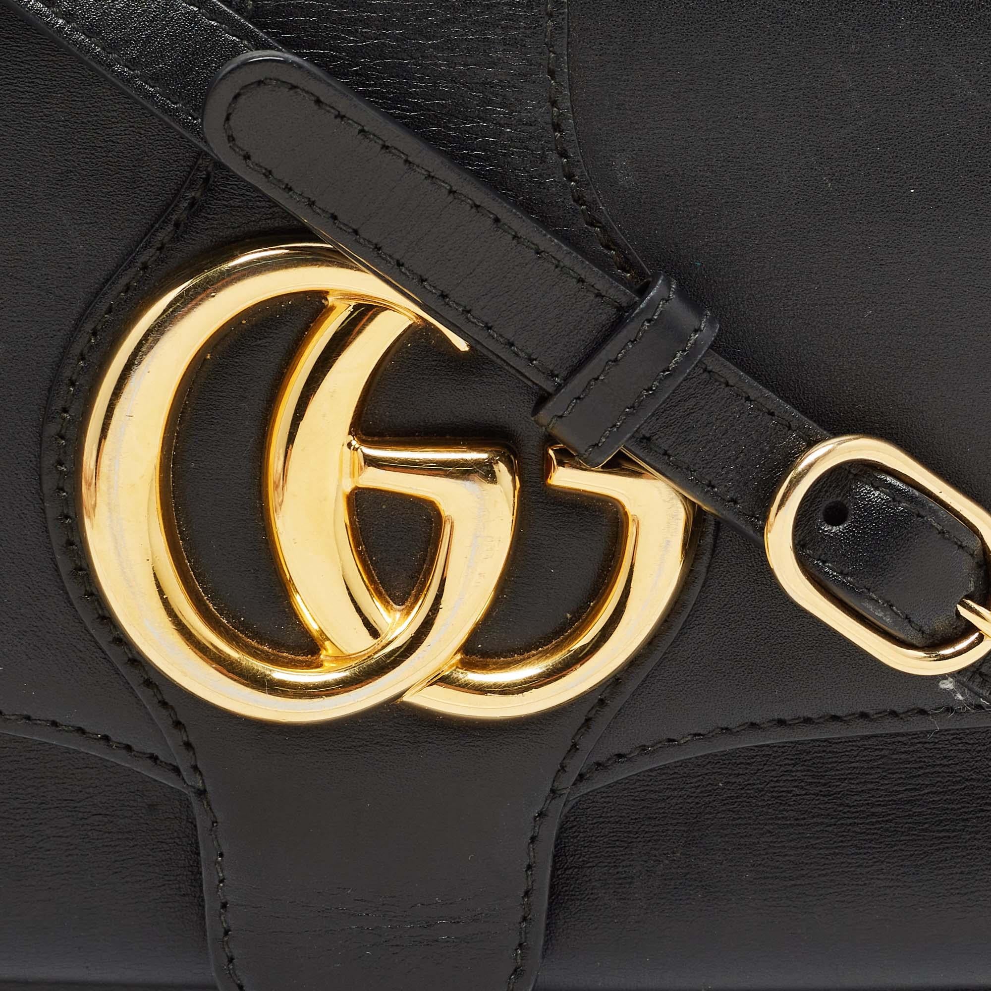Gucci Kleine Arli Umhängetasche aus schwarzem Leder im Angebot 4