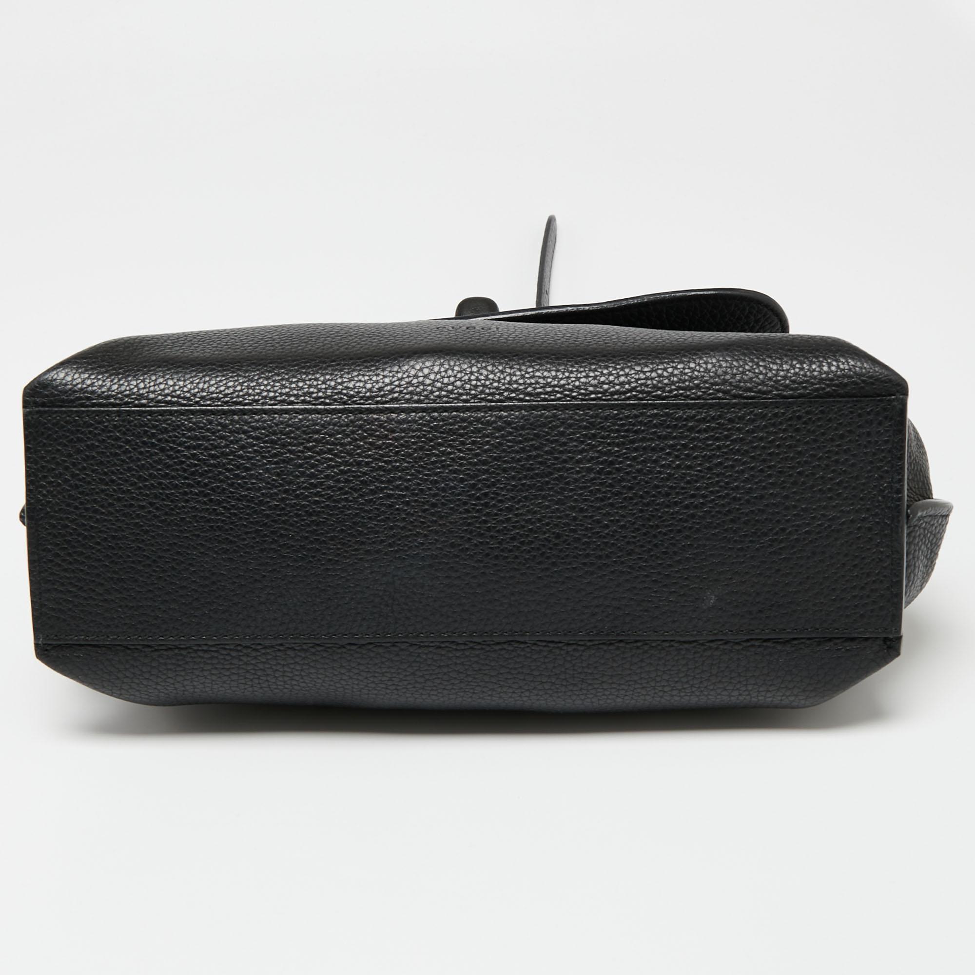 Gucci Black Leather Small Bamboo Daily Top Handle Bag 7