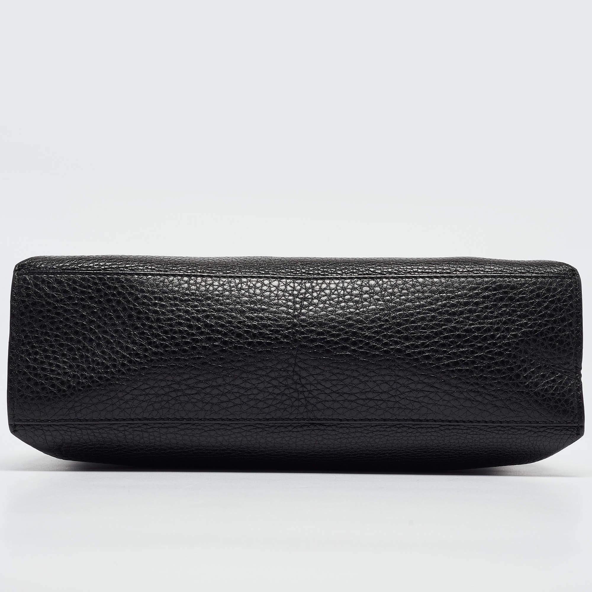 Gucci Black Leather Small Bamboo Daily Top Handle Bag 2