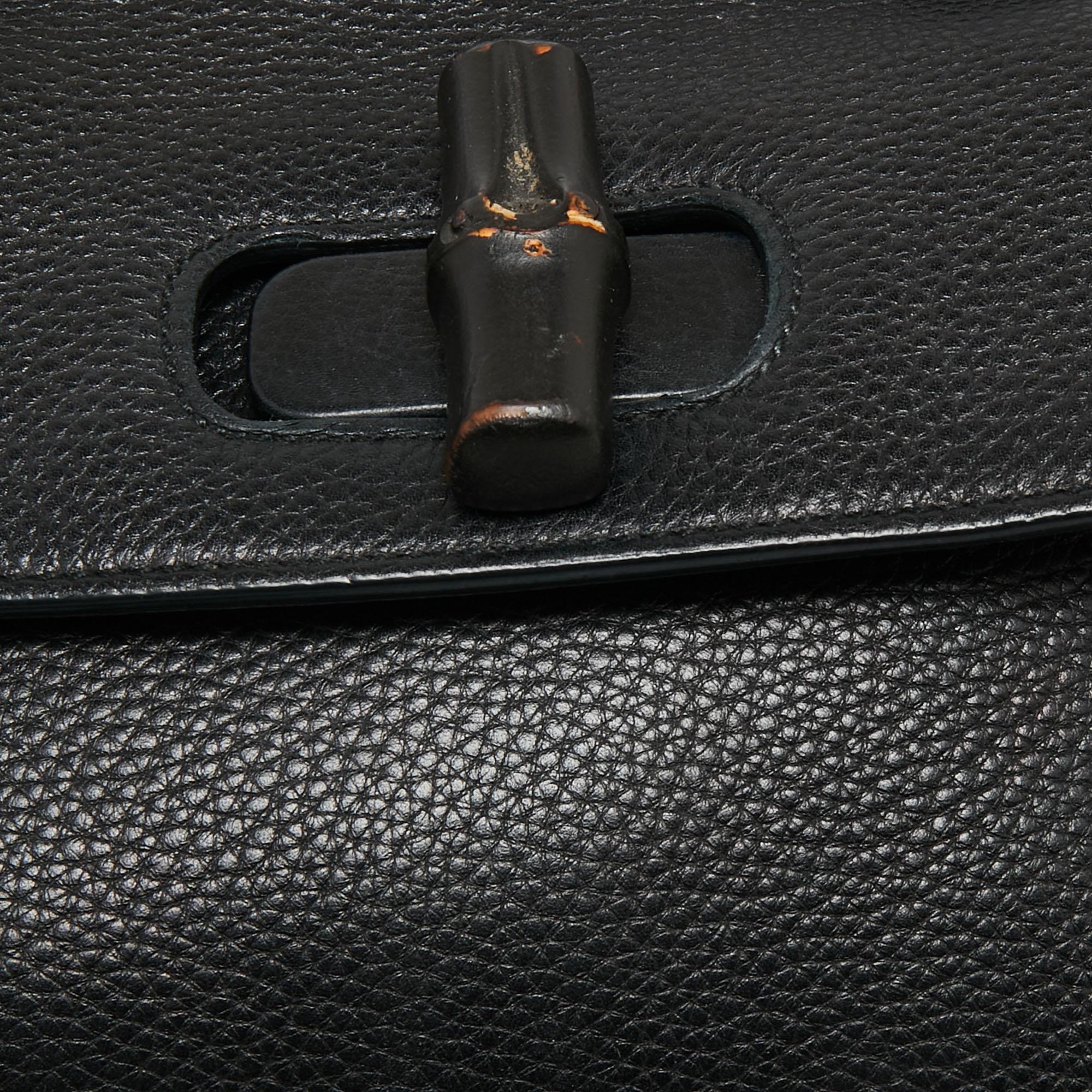 Gucci Black Leather Small Bamboo Daily Top Handle Bag 3